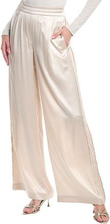 Brunello Cucinelli Ivory Wide-Leg Satin Trousers, Brand Size 44 (US Size 10)