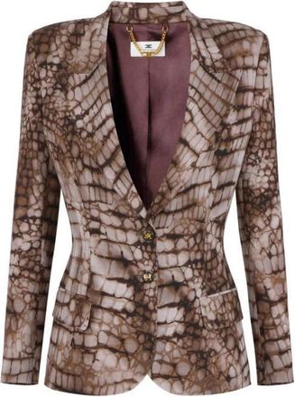 Elisabetta Franchi Cr&ecirc;pe Jas met Alligatorprint - Dames - Blazers - Bruin - M - Jassen