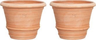 Biscottini International Biscottini - Set 2 Jarr&oacute;n De Terracota Macetero De Exterior Jarr&oacute;n Redondo Jardinera De Jard&iacute;n Jarr&oacute;n Para Flores Hecho A Mano Made In Italy