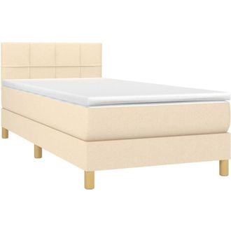 vidaXL Cama Box Spring Con Colch&oacute;n Y Led Tela Crema 90x200 Cm Vidaxl