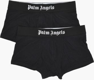 Palm Angels Set of 2 Solid-Color Boxer Briefs with Logo Band size L