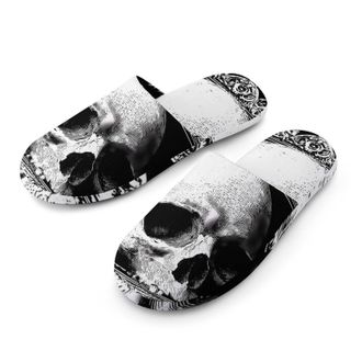 Generic Vintage Skull with Gothic Border Mens House Slippers Slip Indoor Slipper On Shoes Warm Outdoor