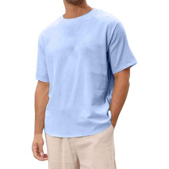 Generic Oversized T-Shirt Mens Short Sleeve Crew Neck Loose Top Wide Cut Long Shirt Basic Vintage Clothes Gym T-Shirt Leisure Mens Oversize Fit Sweatshirt Top