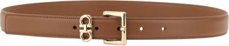 Ferragamo Womens Gancini Belt Mocha Bisque Calf Leather Bos Taurus E Braces