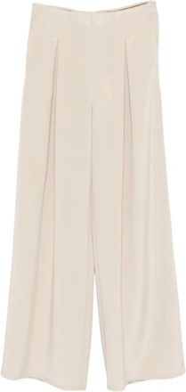 Max Mara Wijde katoenen broek - Dames - Wijde Broeken - Beige - M - Katoen - Broeken