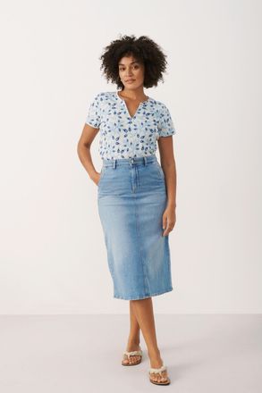 Part Two Denim rok A-shape Light Blue Denim