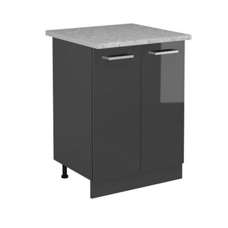 Vicco Mueble Bajo De Cocina R-line, Antracita Alto Brillo, 60 Cm Et M&aacute;rmol