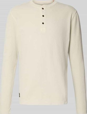 Superdry Longsleeve mit Strukturmuster und Knopfleiste in Beige, Größe XXL