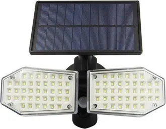OEM Faro Da Esterno A 78 Led Con Doppia Testa E Sensore Di Movimento A Energia Solare, Ideale Per Ingressi, Patii, Giardini, Garage E Aree Esterne