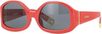 Jacquemus Geometric Full Rim Sunglasses - Red