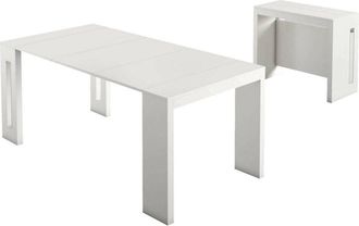 Dmora Consolle allungabile Akam, Tavolo da pranzo estensibile, Consolle multiuso con allunghe, 100% Made in Italy, 186x80h76 cm, Bianco - Dmora