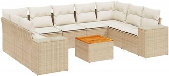 vidaXL Juego De Sof&aacute;s Jard&iacute;n Con Cojines Beige 10 Pzas Rat&aacute;n Sint&eacute;tico Vidaxl