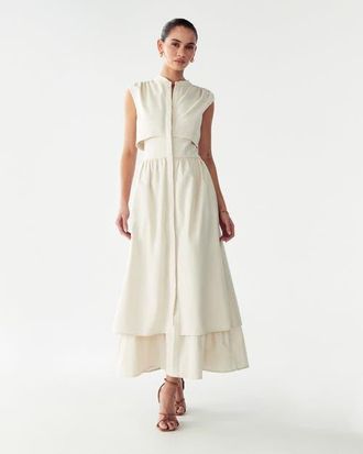 Willa Fallyn Midi Dress in Natural at Nordstrom, Size 12