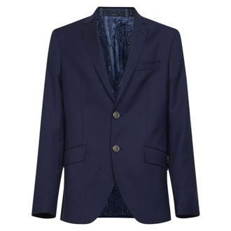 Etro Etro, Blazers, male, Blue, Size: 2XL Roma Fit Wool Blazer