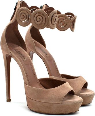 Alaia Beige Suede Platform Sandals Size 36