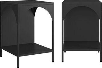 Sweeek Set of 2 bedside tables, industrial-style, steel, Soho, Black, 35x35x52 cm