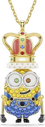 Swarovski Minions King Bob Crystal Pendant Necklace in Gold/Multi at Nordstrom
