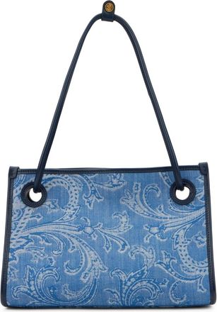 Etro Etro, Tote Bags, female, Blue, Size: ONE SIZE Small Jacquard Denim Shopper Bag