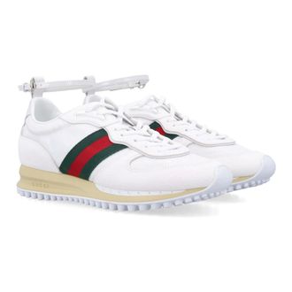 Gucci Schoenen, Dames, Wit, 38 1/2 EU, Leer, Re-Motion Sneakers