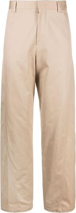 Lanvin Twisted cotton chino trousers - men - Cotton/Cotton/Buffalo Horn - 50 - Neutrals
