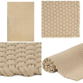 vidaXL Tappeto Rettangolare Naturale 120x180 cm in Cotone - Tappeto naturale - Tappeto per soggiorno