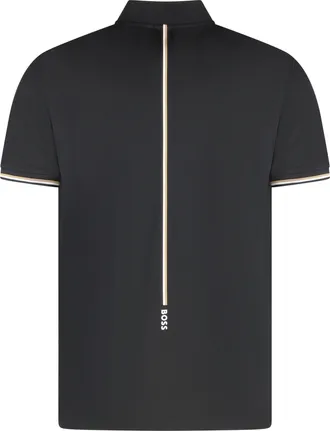 HUGO BOSS Mens Technical Fabric Polo Shirt Black Polyester T-shirts And Polos