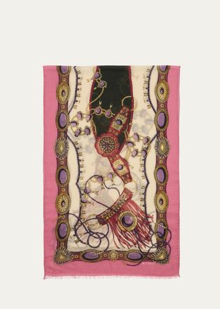 Etro Jewel Motif Wool and Cashmere Scarf