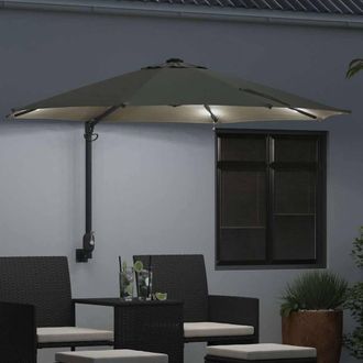 Berkfield Home Lush Wall-mounted Garden Parasol with LEDs Sand 248 cm in Beige