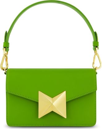 Mac Duggal Classic Leather Gold Plated Hardware Shoulder Bag in Pear at Nordstrom