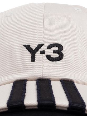 Yohji Yamamoto Mens Stripes Logo Baseball Cap White Accessories > Beanies & Hats
