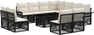 vidaXL Conjunto De Sof&aacute;s De Jard&iacute;n 12 Uds. Negro Y Blanco Crema Vidaxl