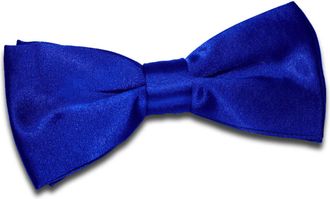 DQT Men Pre-Tied Plain Satin Adjustable Tuxedo Bow Tie - Royal Blue