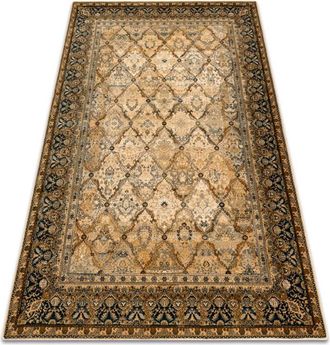 RugsX Rugsx - Wool carpet omega Grenada Frame, diamonds, oriental - cognac beige 100x150 cm