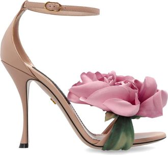 Dolce & Gabbana Desir&eacute;e Sandalen met bloemapplicaties en enkelbandje - Dames - Sandalen met hakken - Veelkleurig - 37 EU - Leer - Schoenen
