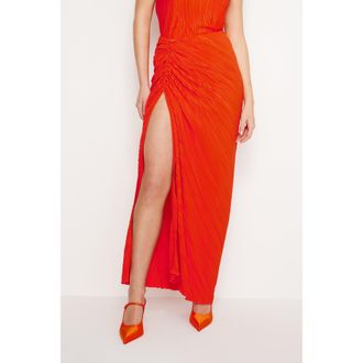 Good American Womens Plisse Maxi Skirt | Roma, Size Small/Medium | Good American by Khlo&Egrave; Kardashian