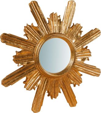 Biscottini International Biscottini - Espejo De Pared De Colgar De Madera Acabado Hoja Con Efecto Oro Envejecido Talla L60xpr4xh60 Cm Made In Italy