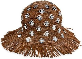 Paco Rabanne Raffia Bucket Hat in Dark Brown at Nordstrom