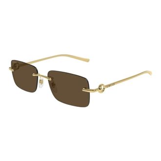 Gucci Vierkante Zonnebril - Heren - Accessoires - Geel - Maat: 55 MM Nylon