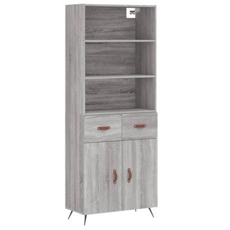 vidaXL Vidaxl - Aparador Alto Madera Contrachapada Gris Sonoma 69,5x34x180 Cm