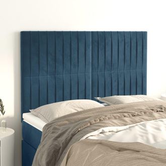 vidaXL Cabeceros 4 Unidades Terciopelo Azul Oscuro 72x5x78/88 Cm Vidaxl