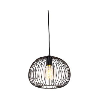 QAZQA Diseño Lámpara colgante de diseño negra - Wire Dough Acero Esfera /Alargada Adecuado para LED Max. 1 x 60 Watt