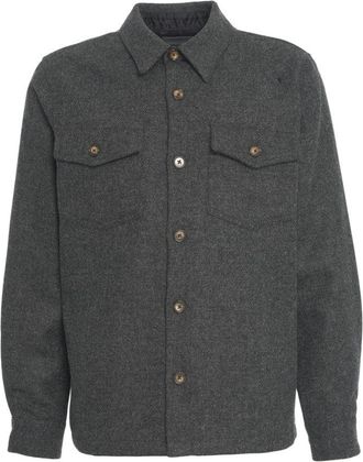 Portuguese Flannel Grey Flannel Overshirt With Classic Collar