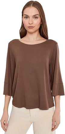 Michael Stars Rosalynn Wide Sleeve Boatneck Top Womens Clothing Bark : XL (US 10-12), Cotton/Modal/Spandex