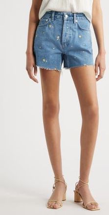Rails Mesa Flower Embroidered High Waist Cutoff Denim Shorts in Indigo Floral at Nordstrom Rack, Size 26