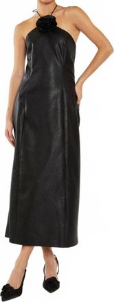 Glamorous Faux Leather Flower Dress In Black