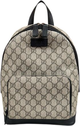 Gucci Beige Black Gg Supreme Canvas Backpack (Pre-Owned)