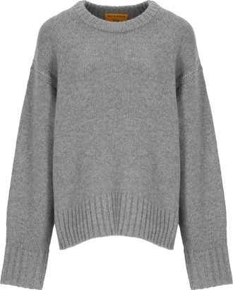 Guest In Residence Grey Cashmere Side Slit Crewneck Sweater