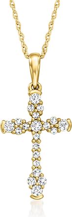 Ross-Simons Diamond Cross Pendant Necklace in 14kt Yellow Gold