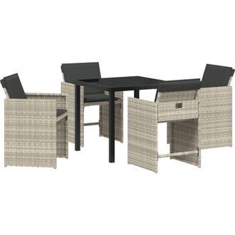 vidaXL Conjunto De Comedor De Jard&iacute;n 5 Pcs Gris Claro Polirat&aacute;n Vidaxl