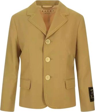 Marni Dijon Blazer - Dames - Blazers - Beige - S - Wol - Jassen